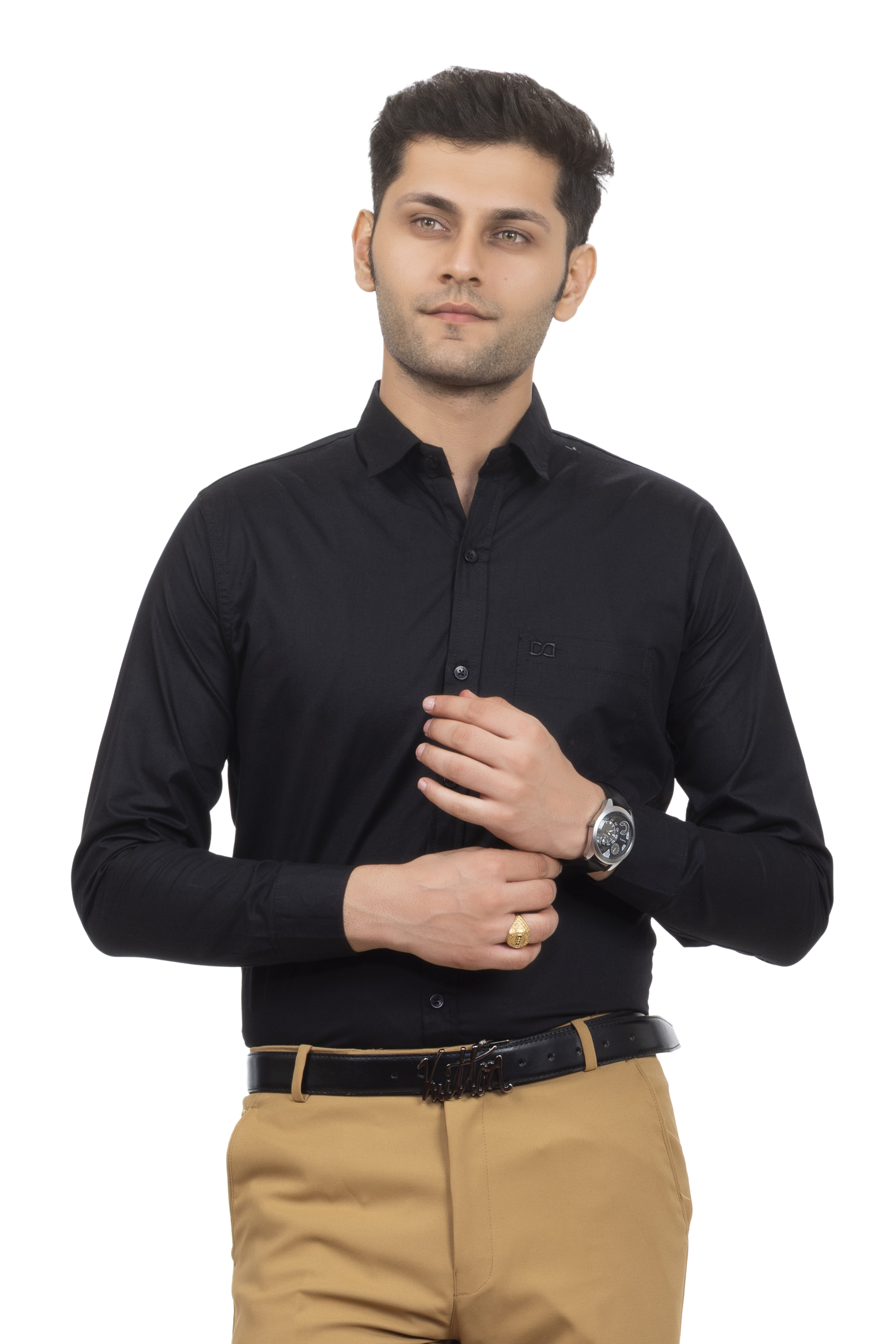 Drapes&Dream Black Formal Linen Men's Shirt